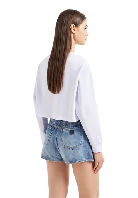 Cropped sweatshirt with logo in ASV organic cotton ARMANI EXCHANGE | sweaters | 3DYM90 YJFHZ1000